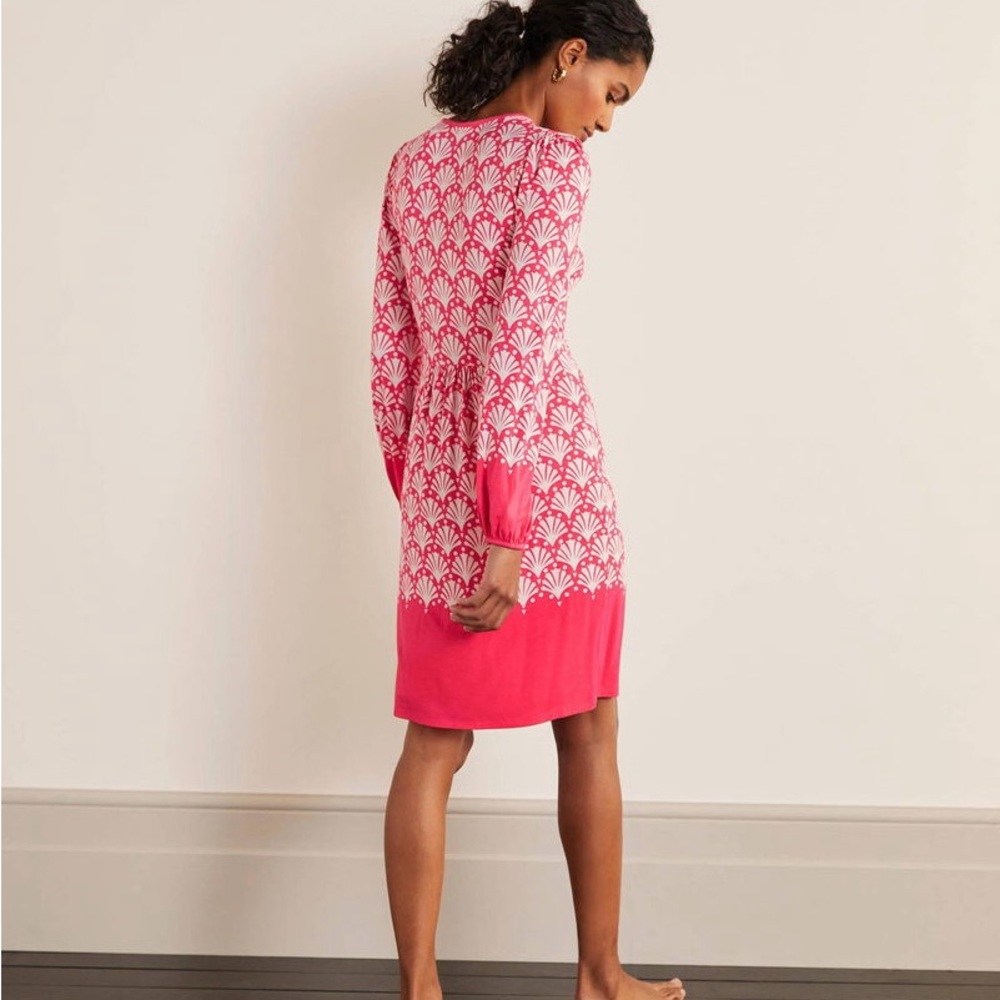 Boden Dara Jersey Dress-Pink and White - Picture 2 of 10